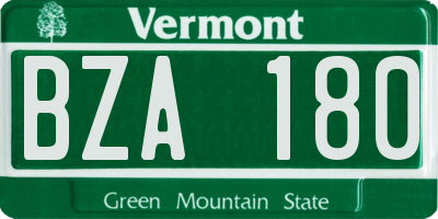 VT license plate BZA180