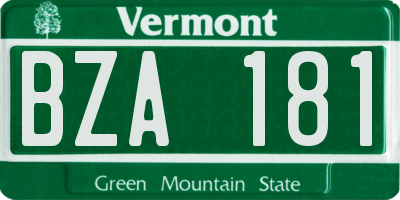 VT license plate BZA181