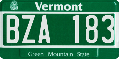VT license plate BZA183