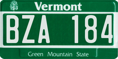VT license plate BZA184