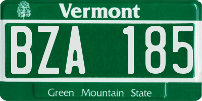 VT license plate BZA185