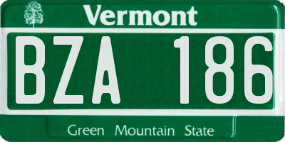 VT license plate BZA186