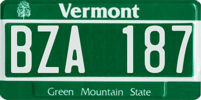 VT license plate BZA187