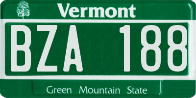 VT license plate BZA188