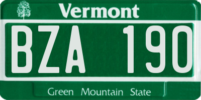 VT license plate BZA190