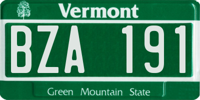 VT license plate BZA191
