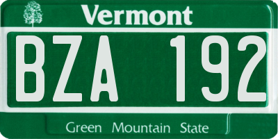 VT license plate BZA192