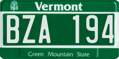 VT license plate BZA194