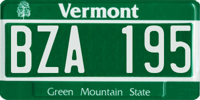 VT license plate BZA195