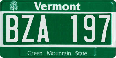 VT license plate BZA197