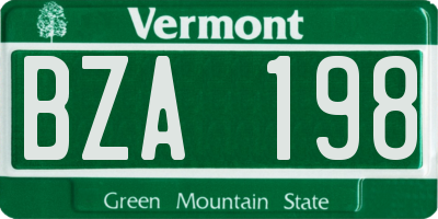 VT license plate BZA198