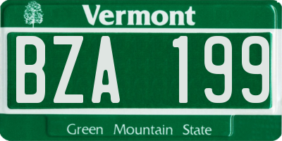 VT license plate BZA199
