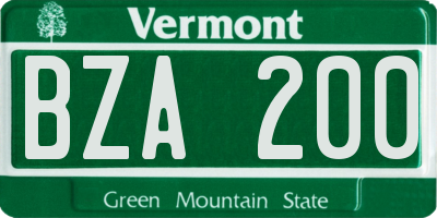 VT license plate BZA200