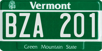 VT license plate BZA201