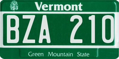 VT license plate BZA210