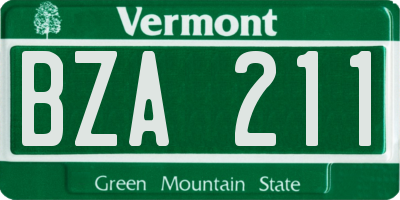 VT license plate BZA211