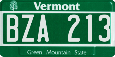 VT license plate BZA213