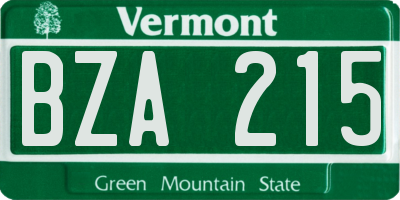 VT license plate BZA215