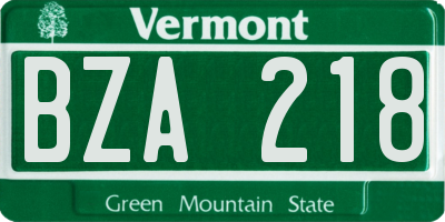 VT license plate BZA218