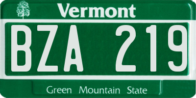 VT license plate BZA219