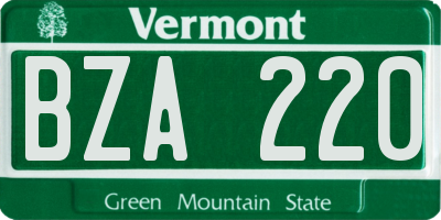 VT license plate BZA220