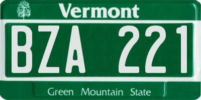 VT license plate BZA221