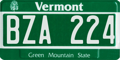 VT license plate BZA224