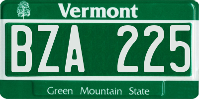 VT license plate BZA225