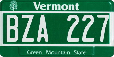 VT license plate BZA227