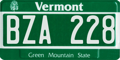 VT license plate BZA228