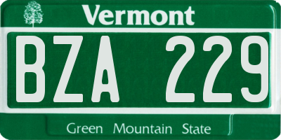 VT license plate BZA229