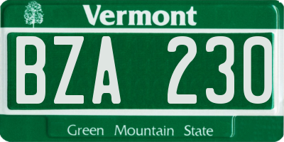 VT license plate BZA230