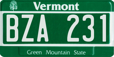 VT license plate BZA231