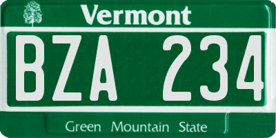 VT license plate BZA234