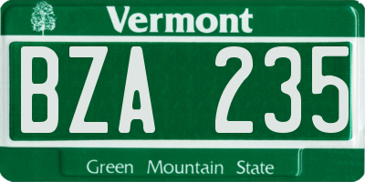 VT license plate BZA235