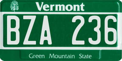 VT license plate BZA236