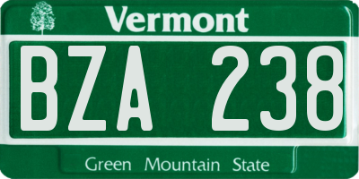 VT license plate BZA238