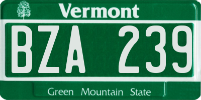 VT license plate BZA239