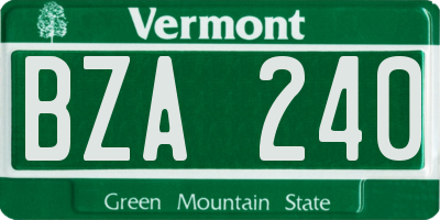 VT license plate BZA240