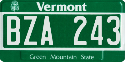 VT license plate BZA243