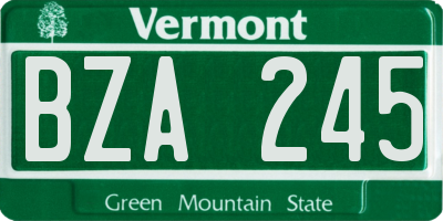 VT license plate BZA245