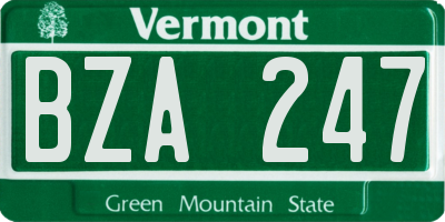 VT license plate BZA247
