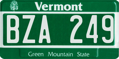 VT license plate BZA249