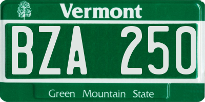 VT license plate BZA250