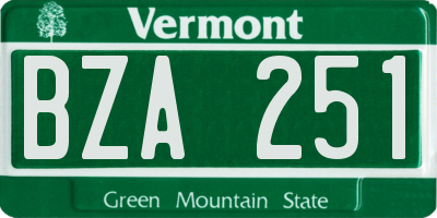 VT license plate BZA251