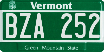 VT license plate BZA252