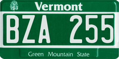 VT license plate BZA255