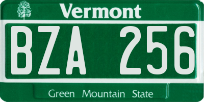 VT license plate BZA256