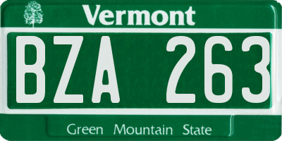 VT license plate BZA263