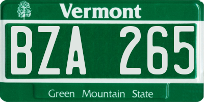 VT license plate BZA265